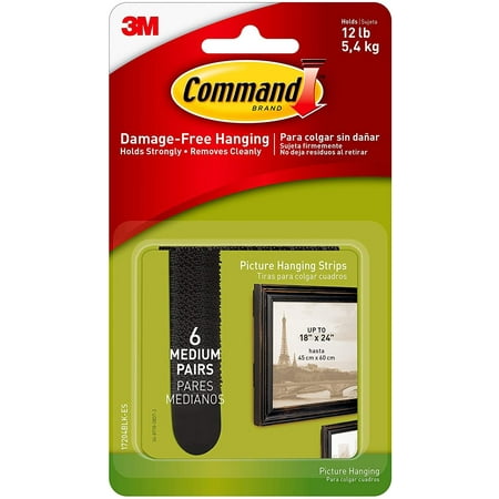 Command Picture Hanging Strips Medium Black 6-Pairs 17204BLK-ES