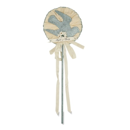 19.5" Beige and Green Feather your Nest Wand Table Top Decoration