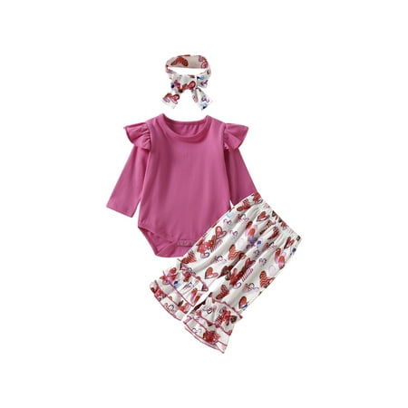 Newborn Infant Baby Girls Outfit Ruffled Romper Heart Print Flares Pants Headband 3Pcs Set 0-24M
Newborn Infant Baby Girls Outfit Ruffled Romper Heart Print Flares Pants Headband 3Pcs Set 0-24M