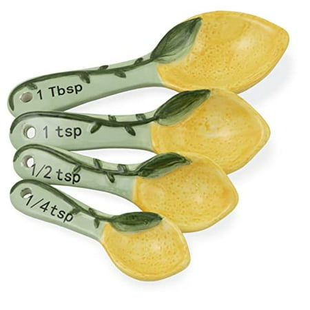 Boston International - Ceramic Measuring Spoons - Set of 4 - Painterly Lemons