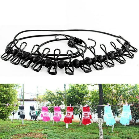 Ktyne Portable Clothesline With 12 Clothespins Retractable Elastic Laundry Clothesline