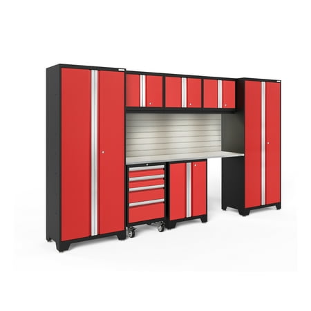 NewAge Products Bold Series Red 8 Piece Cabinet Set Heavy Duty 24-Gauge Steel Garage Storage System Slatwall / LED Lights Included
NewAge Products Bold Series Red 8 Piece Cabinet Set Heavy Duty 24-Gauge Steel Garage Storage System Slatwall / LED Lights Included