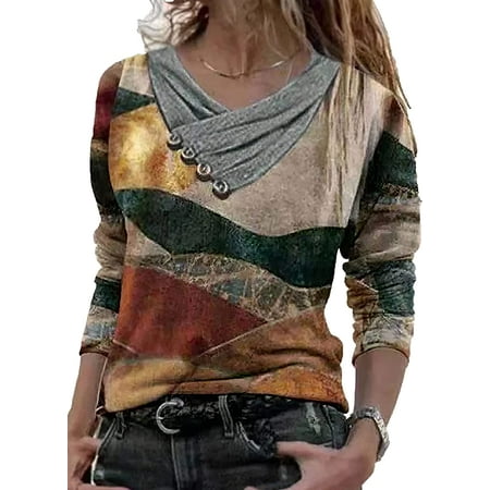 PIKADINGNIS Womens Vintage Chest Buttons Wave Print T-Shirt V-neck Cross Casual Long Sleeves Shirts for Women Tops Fall Tunic Sweatshirt
PIKADINGNIS Womens Vintage Chest Buttons Wave Print T-Shirt V-neck Cross Casual Long Sleeves Shirts for Women Tops Fall Tunic Sweatshirt
