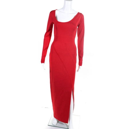 Toccin Womens Ribbed Knit Evelyn Asymmetric Midi Dress Scarlet Red Size Small