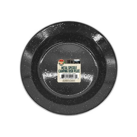 Kole Imports GA046-4 10 in. Metal Speckle Camping Dish Plate - Pack of 4