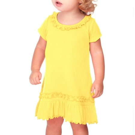Kavio I1C0560 Infants Sunflower Short Sleeve Dress-Yellow-18M