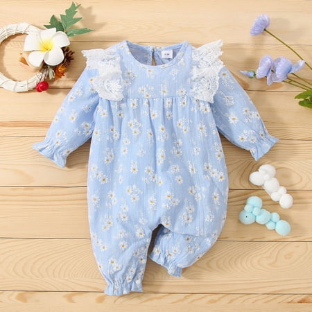 Girls Long Sleeve Floral Prints Romper Toddler Lace Ruffles Jumpsuit Clothes Light Blue 18M
Girls Long Sleeve Floral Prints Romper Toddler Lace Ruffles Jumpsuit Clothes Light Blue 18M
