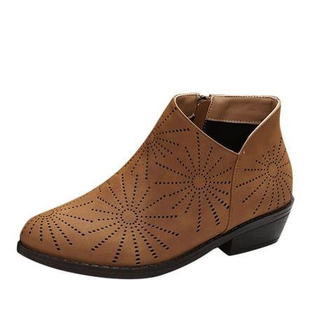 Women Walking Shoes Fashion Autumn And Winter Ladies Ankle Boots Thick Heel Low Heel Round Toe Solid Color Side Zipper Hollow Comfortable Ankle Boots for Women Brown
Women Walking Shoes Fashion Autumn And Winter Ladies Ankle Boots Thick Heel Low Heel Round Toe Solid Color Side Zipper Hollow Comfortable Ankle Boots for Women Brown