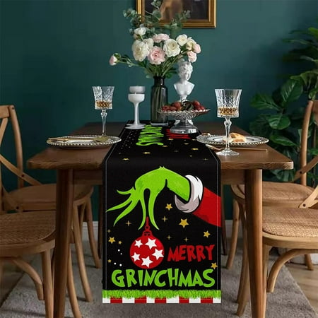 

Get Christmas-ready!!! Grinch Christmas Decorations Christmas Table Runners Christmas Decorations Merry Christmas Table Runners Christmas Black Table Runner Xmas Winter Holiday Kitchen Dining Home