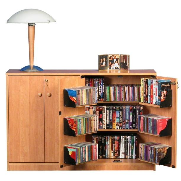 Oak TV Stand with Double Locking Cabinet, for TVs up to 42"
