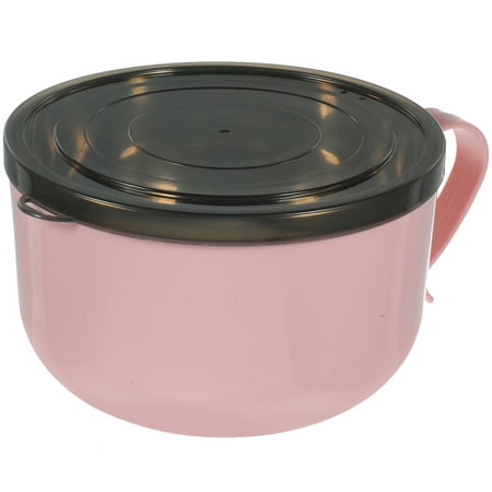 

1pc Stainless Steel Noodles Bowl with Lid Tableware Rice Food Bowl for Home (Large Size Pink)