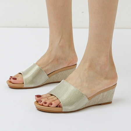ZHELIYO Women s sandals Fashion Spring And Summer Women Sandals Wedge Heel Open Toe Solid Color Comfortable And Simple Casual Style Gold 7
ZHELIYO Women s sandals Fashion Spring And Summer Women Sandals Wedge Heel Open Toe Solid Color Comfortable And Simple Casual Style Gold 7