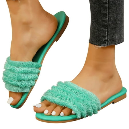 ZIZOCWA Boho Flat Women Slippers Fashion Summer Open Toe Flat Bottom Shoes Large Size Comfortable Solid Color Non-Slip Women Slippers Blue Size8.5
ZIZOCWA Boho Flat Women Slippers Fashion Summer Open Toe Flat Bottom Shoes Large Size Comfortable Solid Color Non-Slip Women Slippers Blue Size8.5