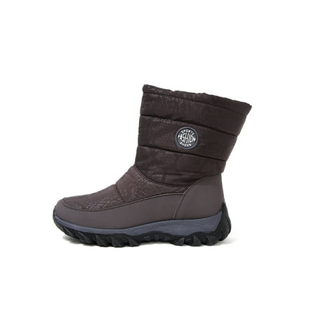 Avamo Womens Lightweight Mid Calf Boot Solid Walking Plush Lined Booties Brown 7.5