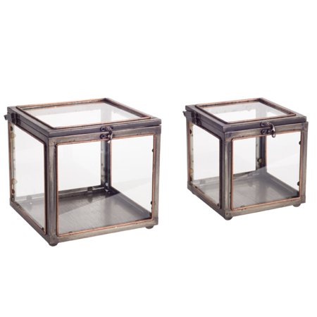 Melrose International 70544 Glass Box - Set of 2