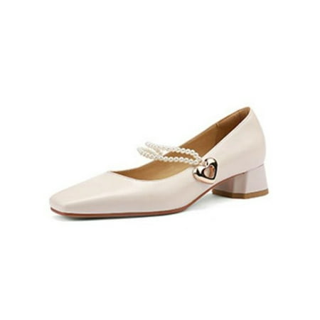 UKAP Women Dress Shoes Square Toe Pumps Slip On Mary Jane Comfort Heels Ladies Pearl Strap Vintage White 6
UKAP Women Dress Shoes Square Toe Pumps Slip On Mary Jane Comfort Heels Ladies Pearl Strap Vintage White 6