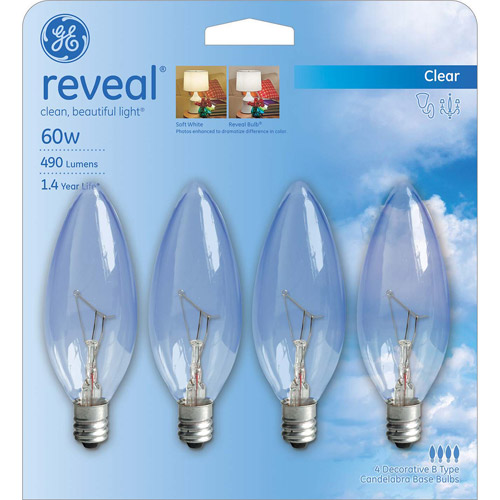 GE Crystal Clear 60 Watt Bent Tip 4-pack - Walmart.com - Walmart.com