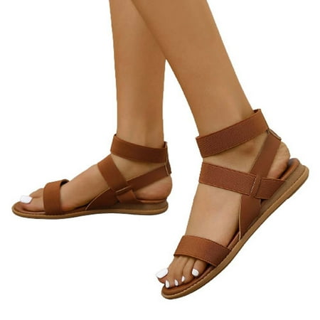 Vintage Boho Sandals Beach Holiday Shoes Gnobogi Sandals for Women Dressy Summer Women s Summer Casual Round-toe Sandals Low-heeled Flat Solid Color Sandals Brown 
Vintage Boho Sandals Beach Holiday Shoes Gnobogi Sandals for Women Dressy Summer Women s Summer Casual Round-toe Sandals Low-heeled Flat Solid Color Sandals Brown