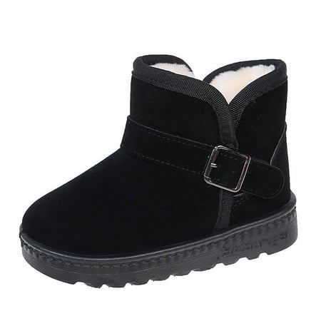 Boys Girls Snow Boots Toddler Little Kids Warm Cozy Fur Lined Winter Boots Non-Slip Outdoor Ankle Boots