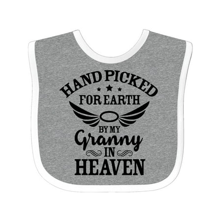Inktastic Handpicked for Earth by My Granny in Heaven with Angel Wings Gift Baby Boy or Baby Girl Bib