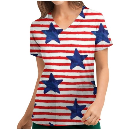 purcolt Scrubs Top for Women Independence Day Women s V-Neck Casual Short Sleeve Printed Pockets Ladies Tops Blouse Uniform
purcolt Scrubs Top for Women Independence Day Women s V-Neck Casual Short Sleeve Printed Pockets Ladies Tops Blouse Uniform