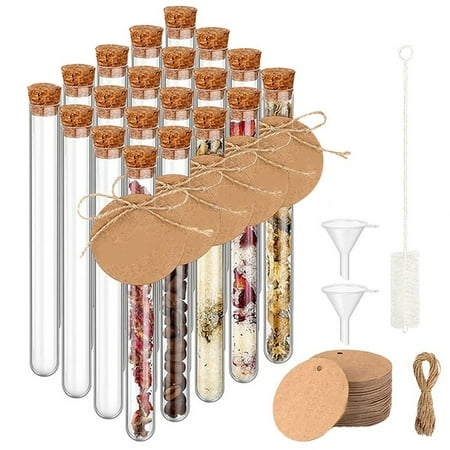Pack of 20 Test Tubes with Corks 150 x 16 mm Test Tubes with 10 m Hemp Rope