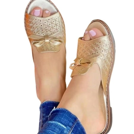 Women s PU Sandals with Bowknot Decor Flat Heel Summer Slide Shoes for Beach 37 Gold
Women s PU Sandals with Bowknot Decor Flat Heel Summer Slide Shoes for Beach 37 Gold