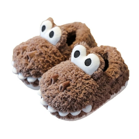 Cathalem Fuzzy Slippers Children Cotton Slippers Boys Girls Cute Cartoon Hair Slippers Home Warm For Babys Cotton F U Slippers Coffee 3 Years