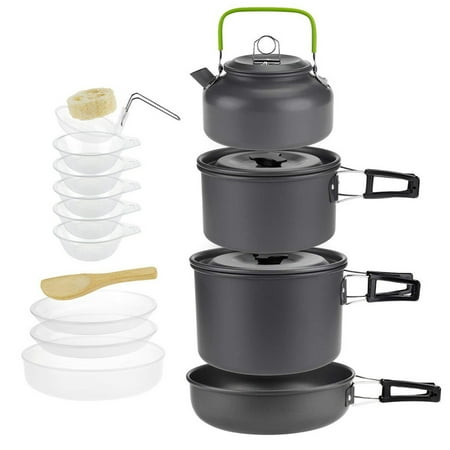 Outdoor Camping Cookware Combination Cookware Tableware Picnic Bowl Pot Pan Set