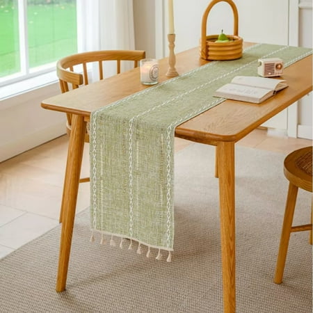 Beautiful Green Braided Striped Cotton Linen Table Runners with Rustic Tassels - Perfect Farmhouse Dining Party Holiday Wedding Table Decoration
Beautiful Green Braided Striped Cotton Linen Table Runners with Rustic Tassels - Perfect Farmhouse Dining Party Holiday Wedding Table Decoration