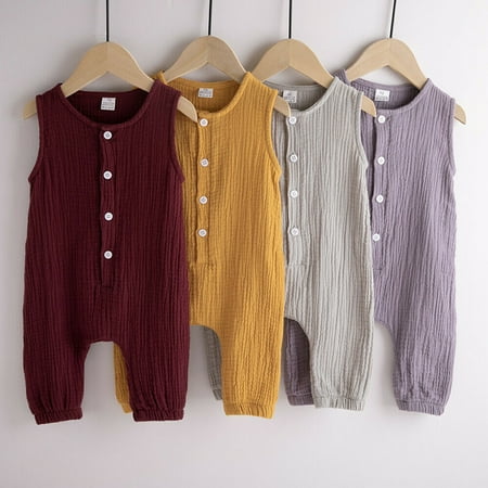 0-18M Causal Newborn Baby Boy Girl Sleeveless Solid Color Cotton Romper Jumpsuit One Pieces Outfits Summer Clothes
0-18M Causal Newborn Baby Boy Girl Sleeveless Solid Color Cotton Romper Jumpsuit One Pieces Outfits Summer Clothes