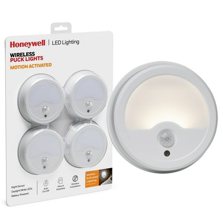 Honeywell Wireless Motion Activated Puck Lights Mountable Battery Powered Lighting Daylight White LEDs Wireless Night Sensor Timer 4-pack
Honeywell Wireless Motion Activated Puck Lights Mountable Battery Powered Lighting Daylight White LEDs Wireless Night Sensor Timer 4-pack