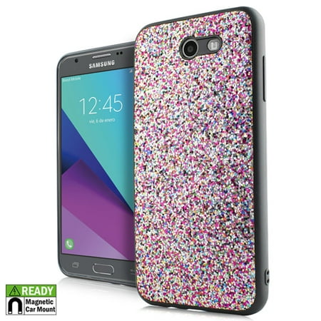 [해외] MUNDAZE Rainbow Confetti Chunky Glitter Magnetic Ready Case For Samsung Galaxy J3 Emerge Luna Pro Sol 2 J3 Prime