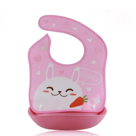 hirigin Baby Waterproof Silicone Bib Feeding Roll Up Catcher Cartoon Adjustable Aprons