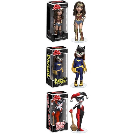 Funko Rock Candy Collectors Set Featuring Batman Vs Superman Wonder Woman, Modern Batgirland Classic Harley Quinn