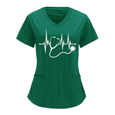 Tuphregyow Womens Short Sleeve 2023 Summer Leisure Tops T-Shirts Solid V Neck Nursing Scrub Tops Working Uniform Workwear Blouse Stethoscope Pocket
Tuphregyow Womens Short Sleeve 2023 Summer Leisure Tops T-Shirts Solid V Neck Nursing Scrub Tops Working Uniform Workwear Blouse Stethoscope Pocket