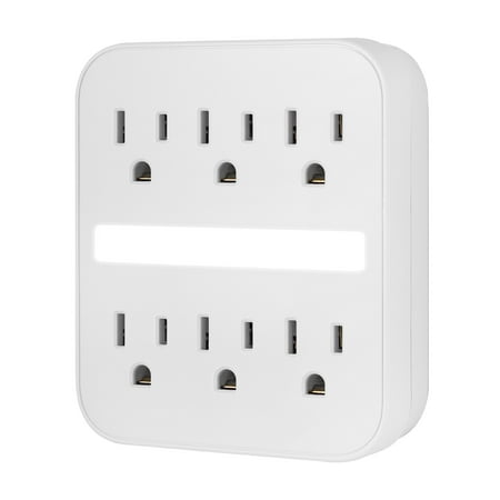 Philips 6-Outlet Grounded Wall Tap Adapter with Night Light 440J Light Sensing White
Philips 6-Outlet Grounded Wall Tap Adapter with Night Light 440J Light Sensing White