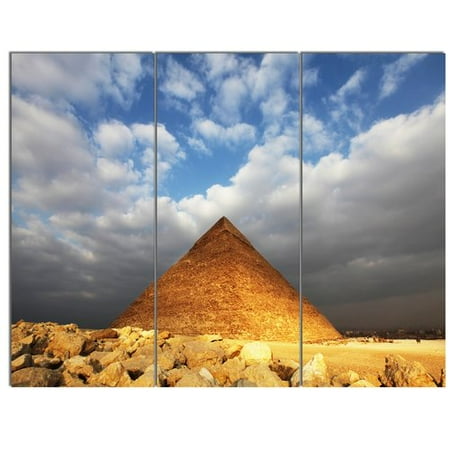 Design Art 'Egyptian Pyramid under Bright Sky' 3 Piece Photographic Print on Wrapped Canvas Set