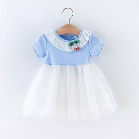 Toddler Girls Short Sleeve Dresses Tulle Princess Dress 6M-3Y