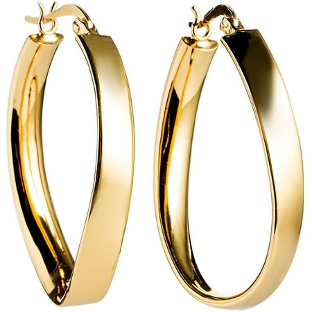 Beaux Bijoux Sterling Silver Gold-Plated 25mm x 35mm Twisted Hoop Earrings (Multiple colors available)