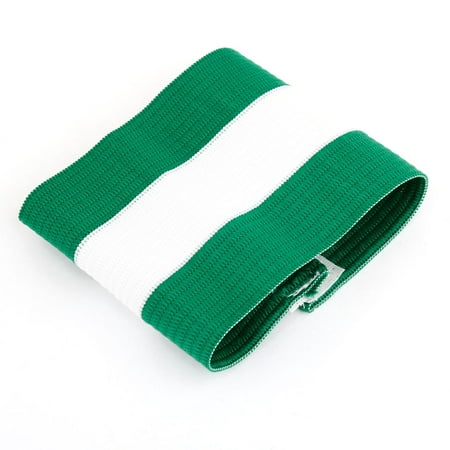 Sports Traning White Green Striped Hook Loop Fastener Elastic Armband
