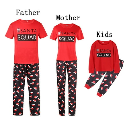 Family Match Christmas Santa SQUAD Pajamas Set Women Kid Sleepwear Nightwear