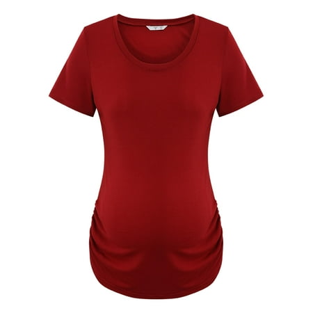 LAPA Women s Maternity Short Sleeve Round Neck Ruched T Shirt Top 
LAPA Women s Maternity Short Sleeve Round Neck Ruched T Shirt Top