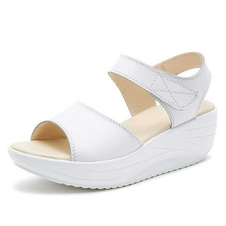 Inkach Women Sandals Summer Roman Style Slippers Wedge Heel Buckle Shoes