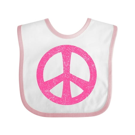 Inktastic Peace Sign Pink Retro Gift Baby Girl Bib