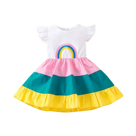 Fesfesfes Toddler Kids Baby Girls Fashion Cute Flying Sleeves Embroidered Rainbow Stitching Color Striped Dress Spring Saving Sale
Fesfesfes Toddler Kids Baby Girls Fashion Cute Flying Sleeves Embroidered Rainbow Stitching Color Striped Dress Spring Saving Sale