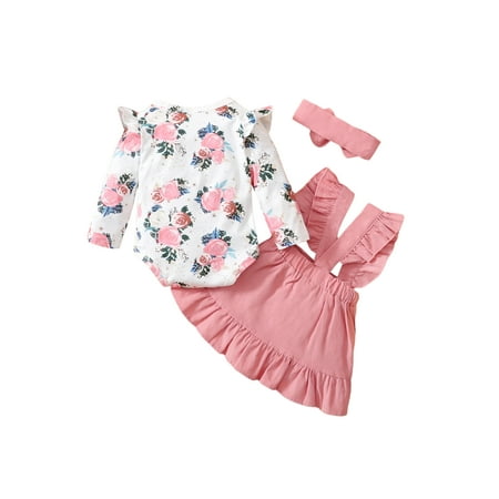 Canrulo 3PCS Newborn Infant Baby Girl Fall Clothes Floral Long Sleeve Ruffle Romper Top Suspender Skirt Dress Set Pink 18-24 Months
Canrulo 3PCS Newborn Infant Baby Girl Fall Clothes Floral Long Sleeve Ruffle Romper Top Suspender Skirt Dress Set Pink 18-24 Months