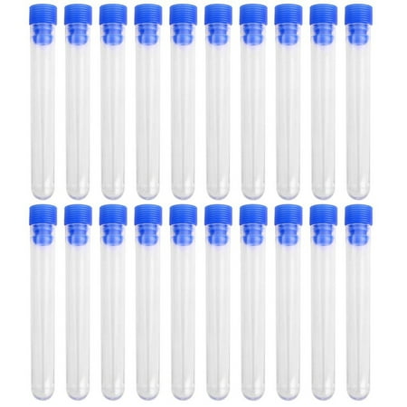 Etereauty 20pcs 100*12mm Non-Graduated Plastic Test Tubes with Screw (Blue)