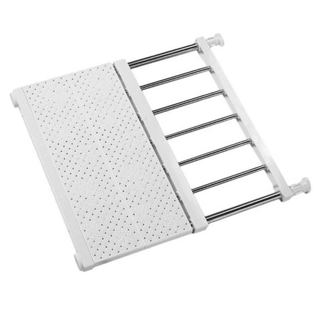 1Pc Wardrobe Layered Divider Punch-free Storage Rack Home Clothes Shelf (White)