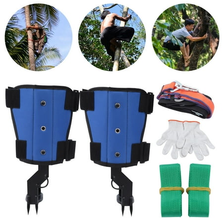 DENEST 2-Gear Tree Climbing Spike Set Adjustable Safety Belt Lanyard Rope w/ Hard Claws